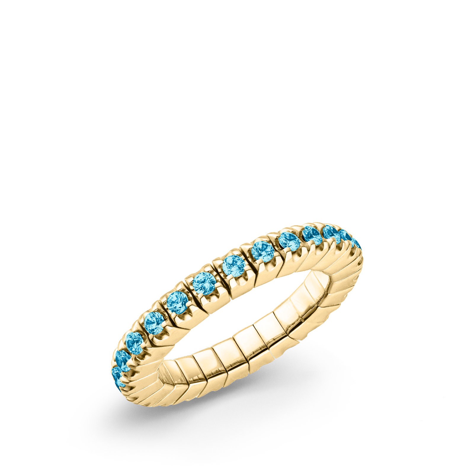 Dazzling Colour Flex ring 2.5mm Blue Topaz 925 Gold Plated