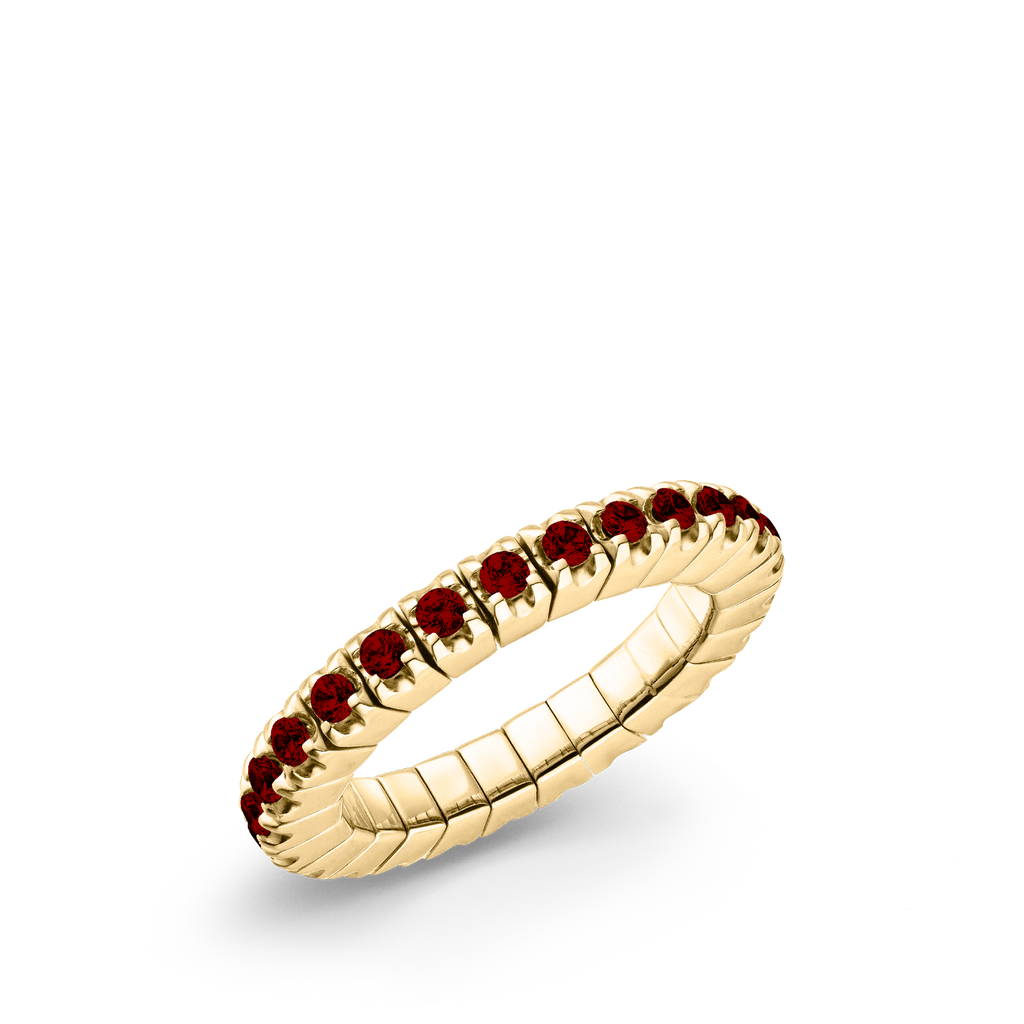 Dazzling Colour Flex ring 2.5mm Garnet 925 Gold Plated