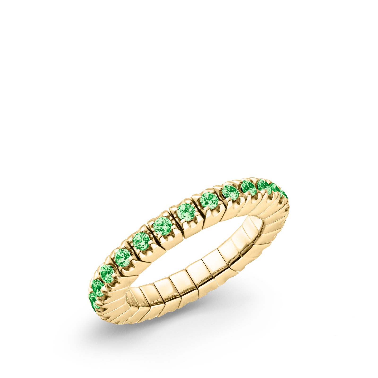 Dazzling Colour Flex ring 2mm Green 925 Gold Plated