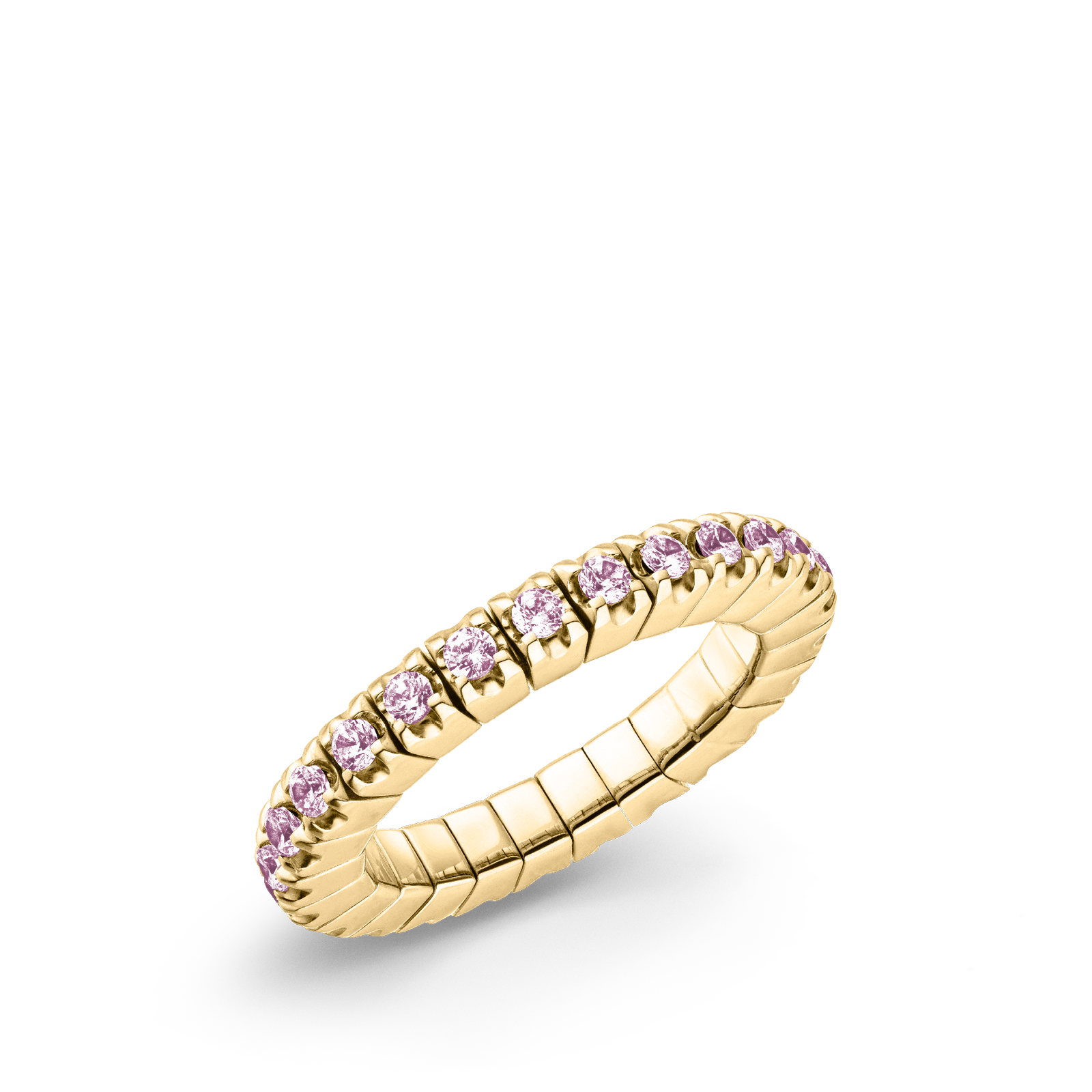 Dazzling Colour Flex ring 2mm Pink 925 Gold Plated