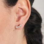 Silver Sparkle Marquise Climber Barbell Single Earring E047-08H