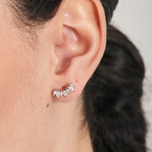 Load image into Gallery viewer, Silver Sparkle Marquise Climber Barbell Single Earring E047-08H
