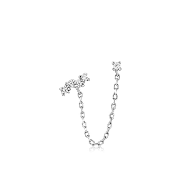 Silver Celestial Drop Chain Barbell Single Earring E047-10H