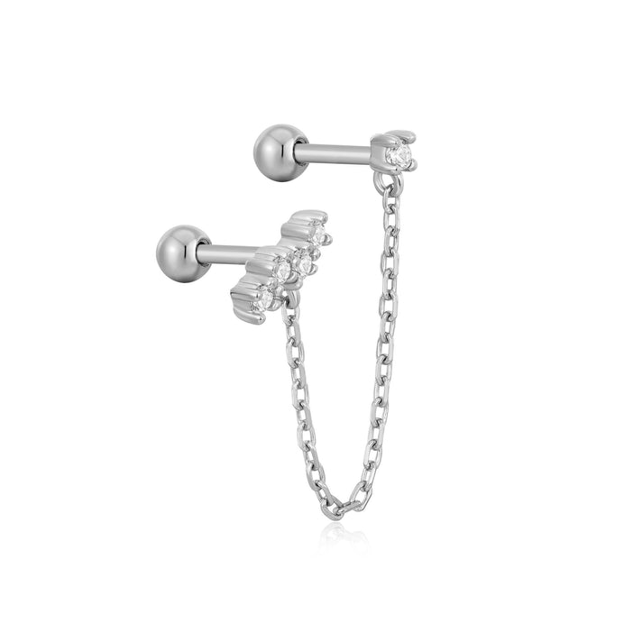 Silver Celestial Drop Chain Barbell Single Earring E047-10H