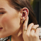 GOLD TEXTURE SMALL HUGGIE HOOP EARRINGS