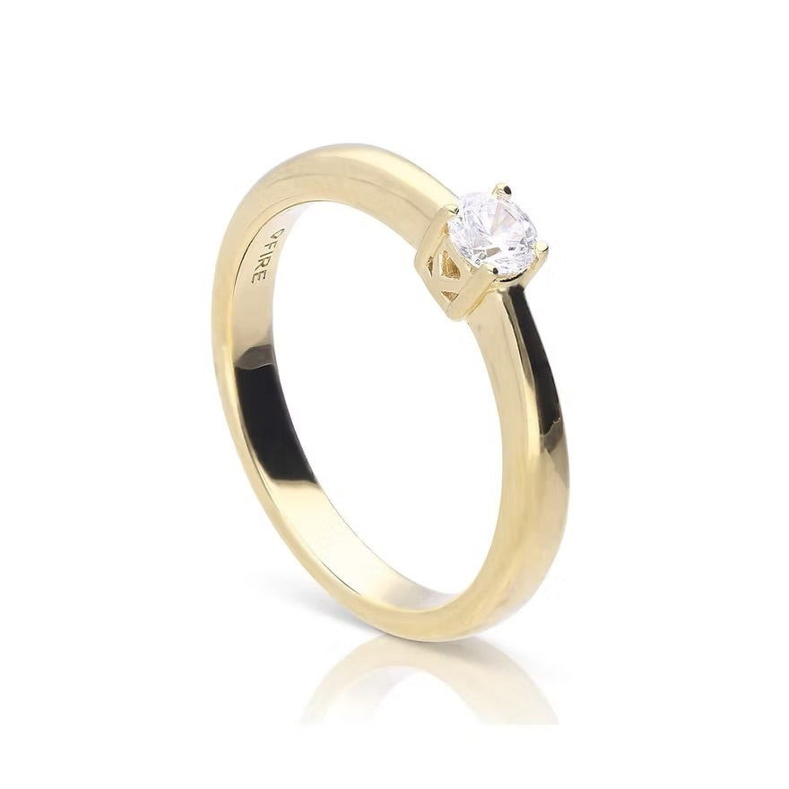 Diamonfire Gold Plated 4 Claw Set 0.25ct Zirconia Solitaire Ring