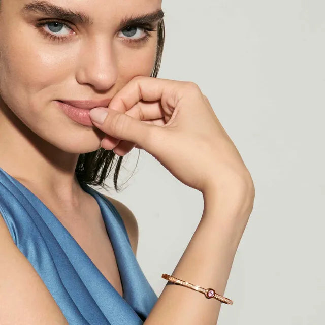 PRETTY BANGLES New Edition Rose Gold with Pink Central Pave Set CZ