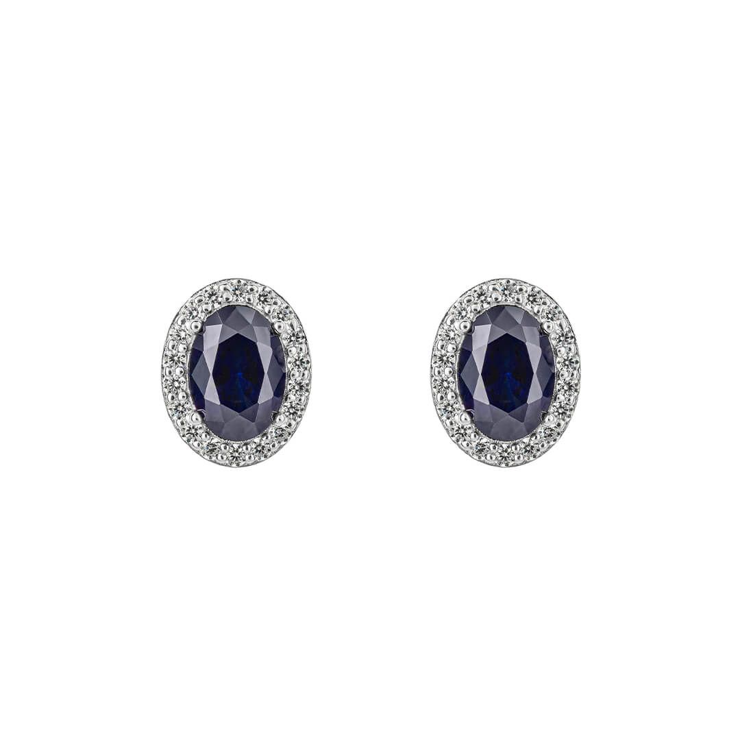 Sapphire Blue Diamonfire Zirconia Oval Stud Earrings E6186