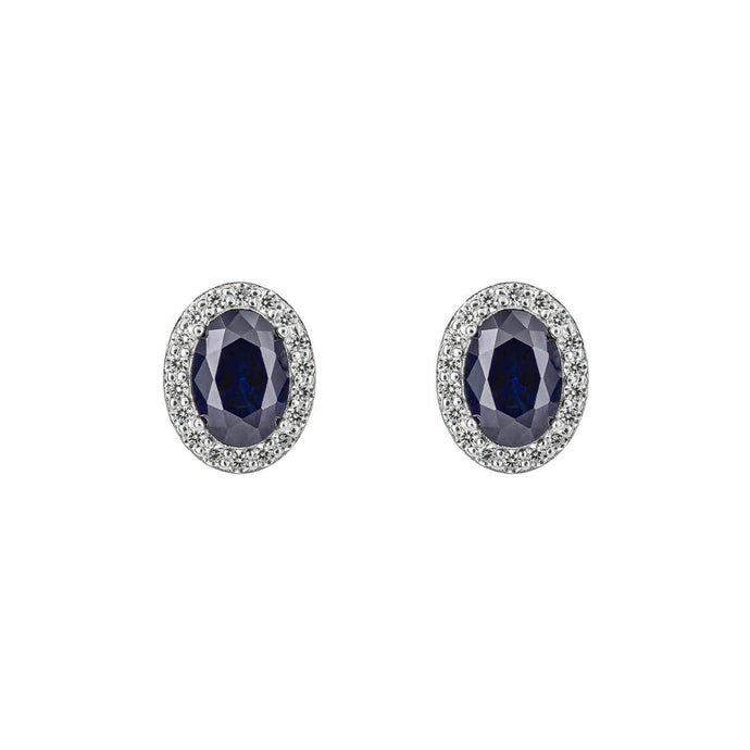 Sapphire Blue Diamonfire Zirconia Oval Stud Earrings E6186