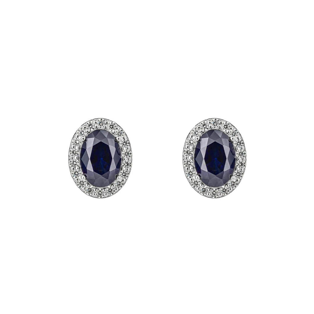 Sapphire Blue Diamonfire Zirconia Oval Stud Earrings E6186