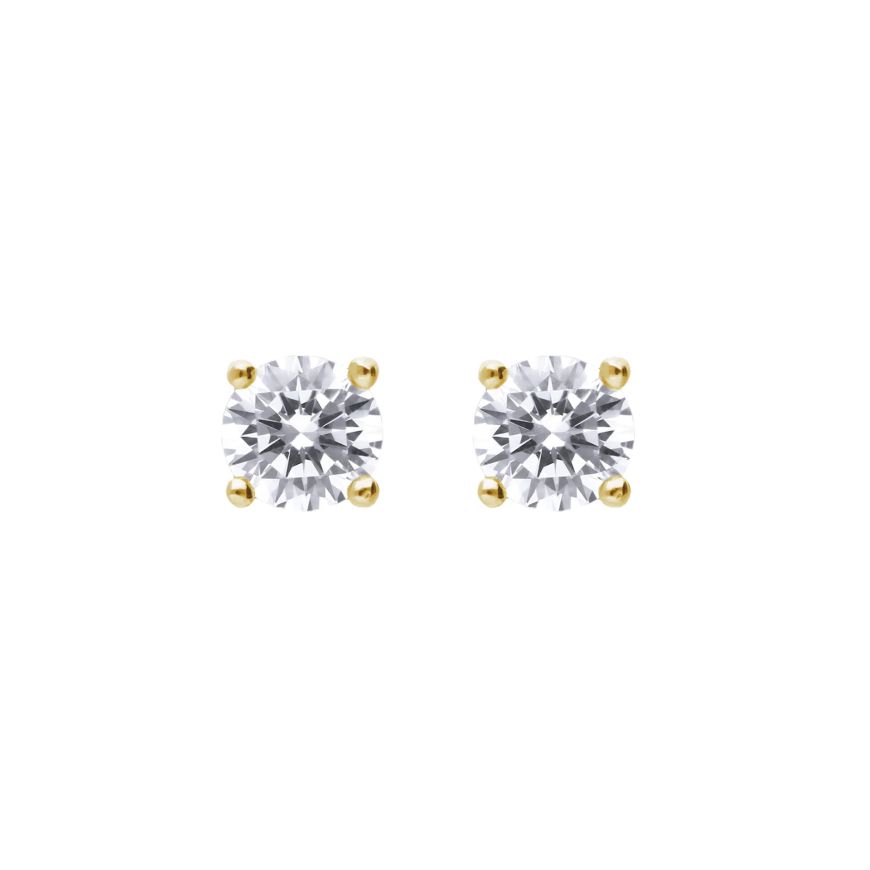 4mm Four Claw Solitaire Diamonfire Zirconia Stud Earrings In Yellow E6299