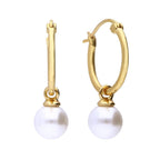 Assembled Hoop Earrings With Shell Pearl In Yellow Gold Plating E6301