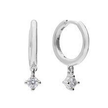 Load image into Gallery viewer, Assembled Hoop Earrings With Four Claw Solitaire Diamonfire Zirconia Drop E6306
