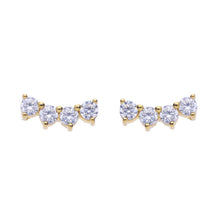 Load image into Gallery viewer, Four Stone Crawler Stud Earrings With Diamonfire Zirconia In Yellow Gold Plating E6309
