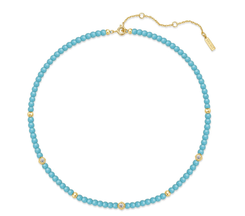 GOLD LAB CREATED TURQUOISE NECKLACE
