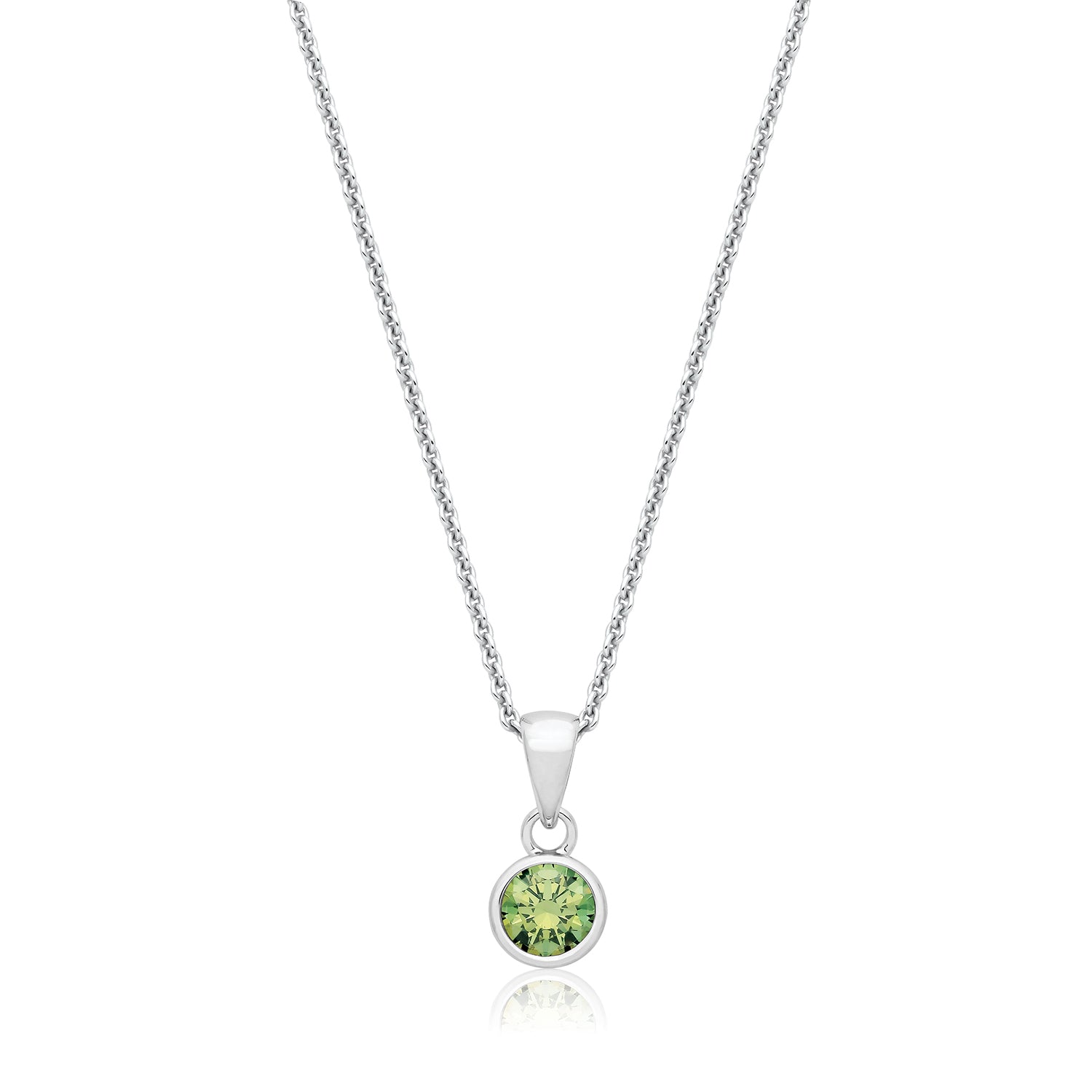 Rhodium Plated Silver August Birthstone CZ Necklace
