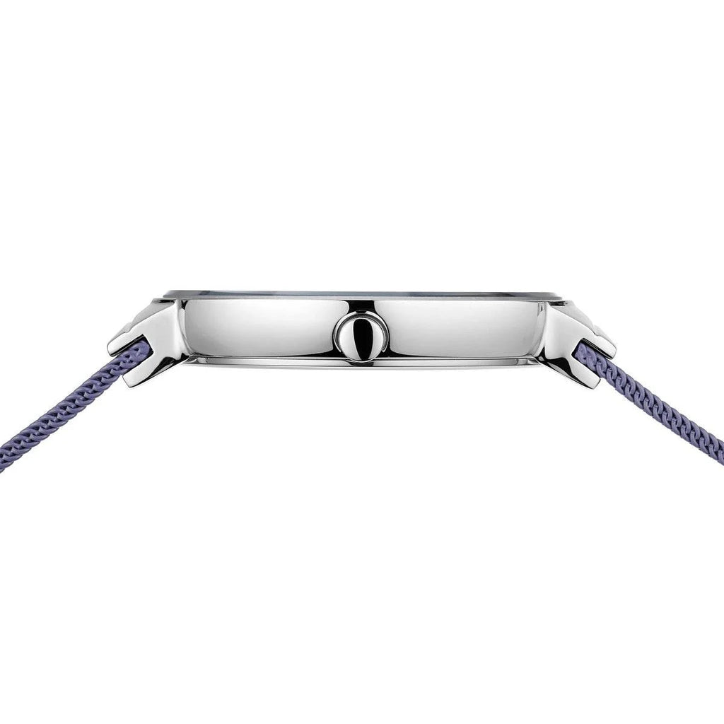 BERING Ladies Silver/Lavender Blue Watch with Milanese Mesh Strap