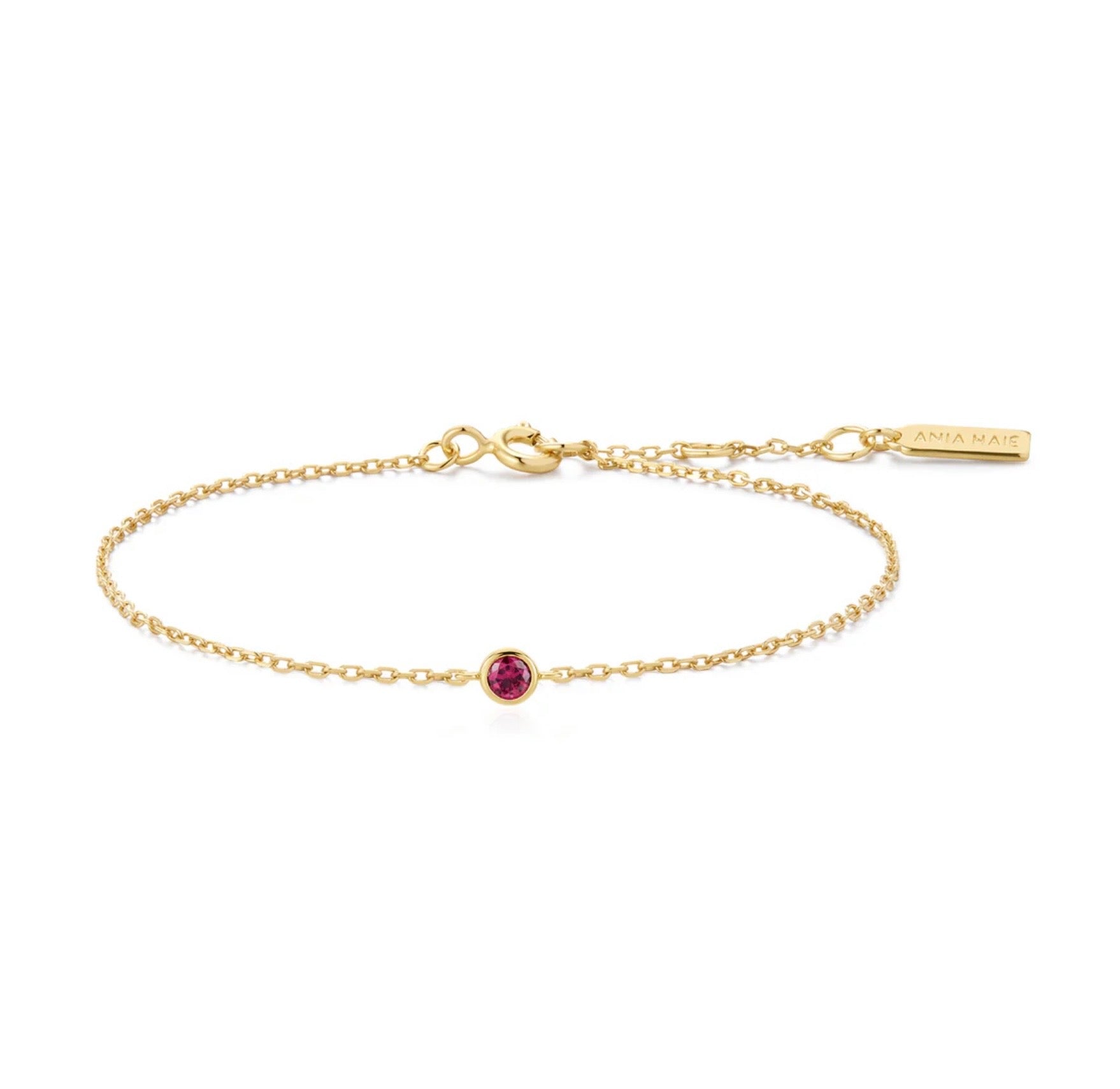 GOLD CRIMSON SOLITAIRE BRACELET