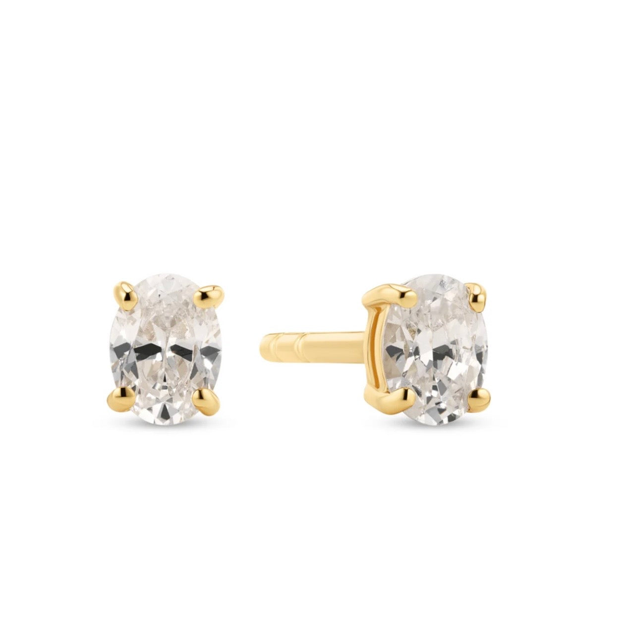 Essenza Gold Ovale Stud Earrings