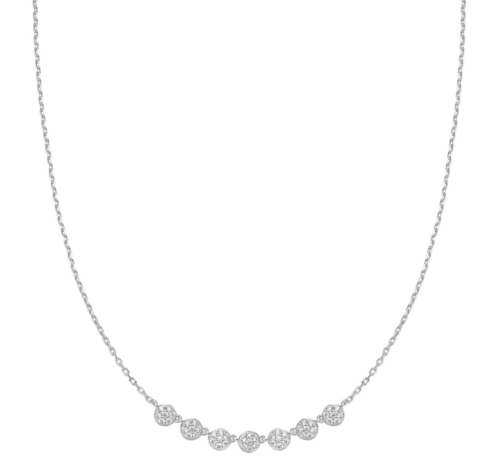 SILVER PAVE MULTI BEADED CHAIN NECKLACE