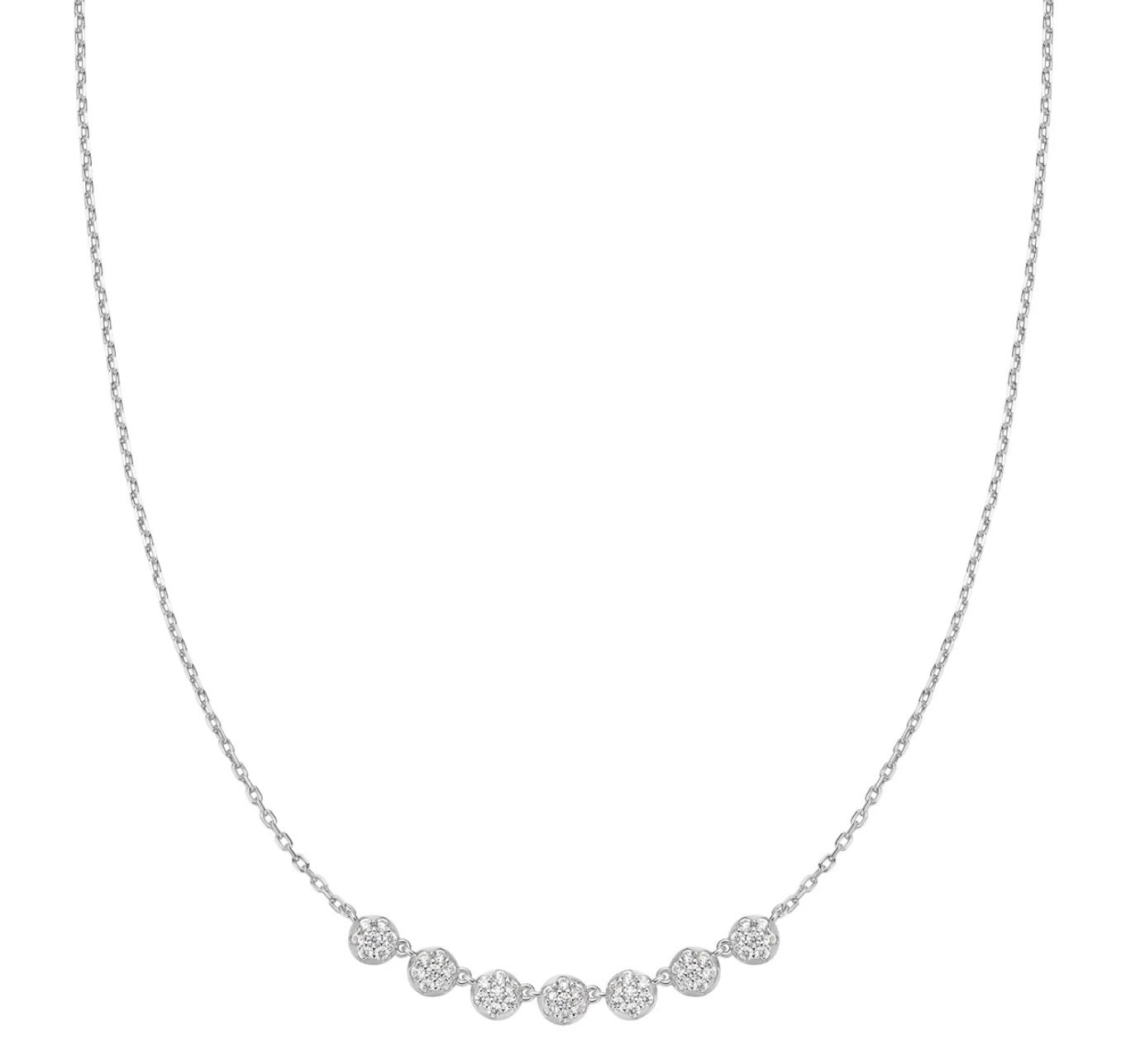 SILVER PAVE MULTI BEADED CHAIN NECKLACE