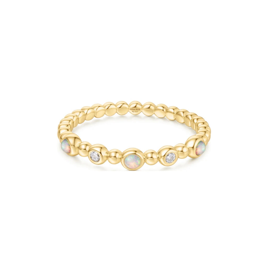 Gold Bezel Kyoto Opal Beaded Ring