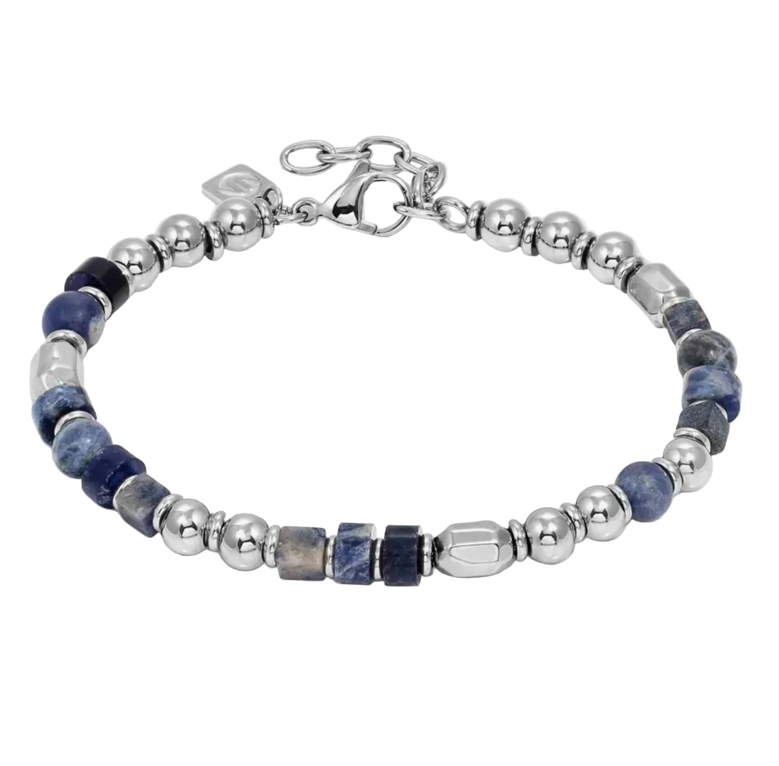 INSTINCTSTYLE Sea Edition bracelet with steel nuggets and natural stones (LARGE) SODALITE