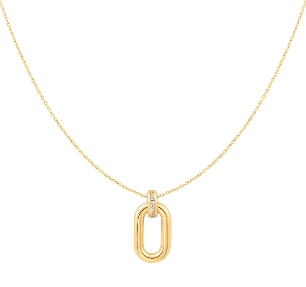 GOLD OVAL HOOP PENDANT NECKLACE