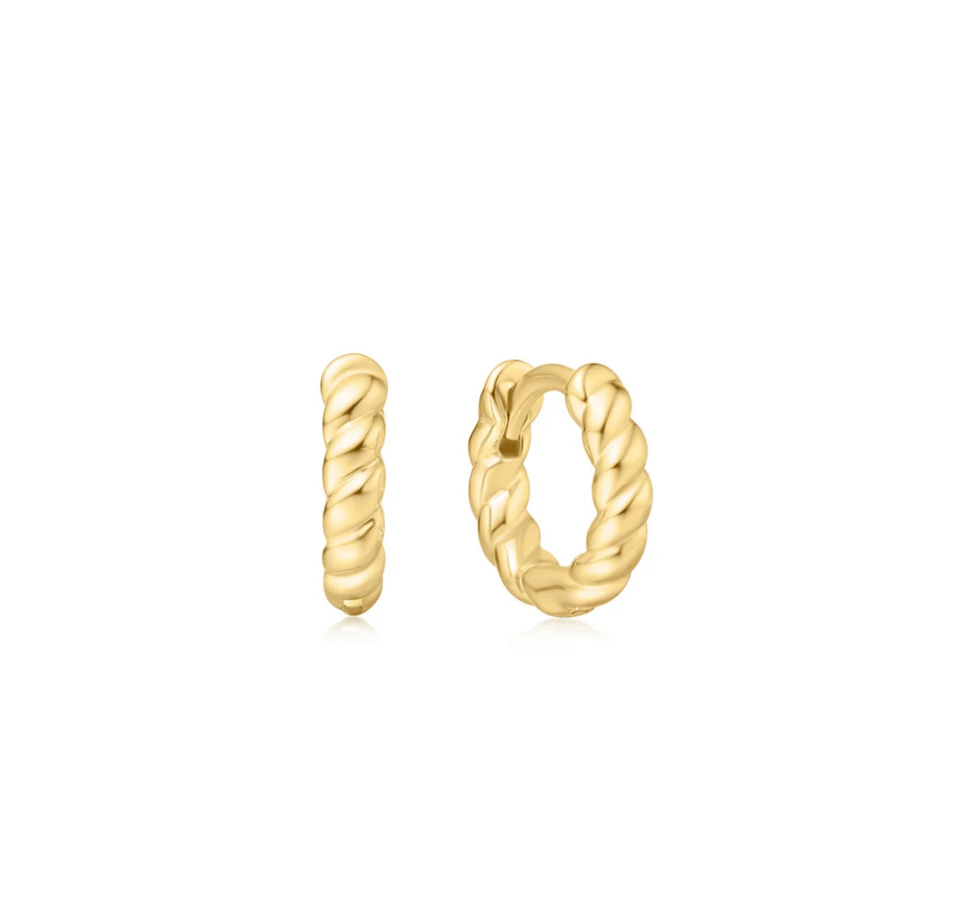GOLD TEXTURE SMALL HUGGIE HOOP EARRINGS