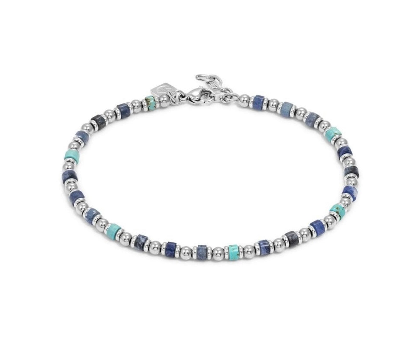 INSTINCTSTYLE Sea Edition bracelet in steel and natural stones TURQUOISE AND SODALITE