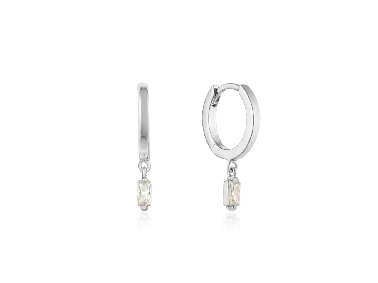 Silver Glow Huggie Hoops