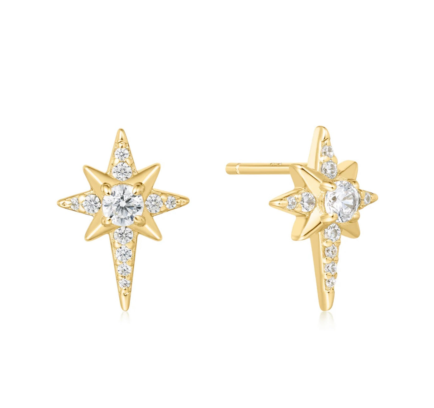 GOLD EIGHT-POINTED STAR STUD EARRINGS