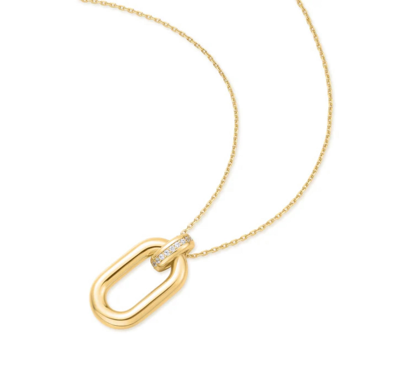 GOLD OVAL HOOP PENDANT NECKLACE