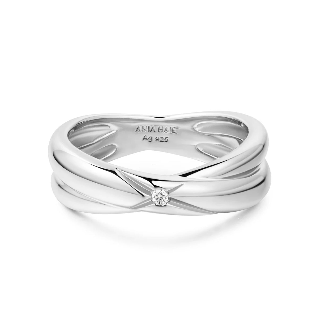 SILVER CROSS DOUBLE RING