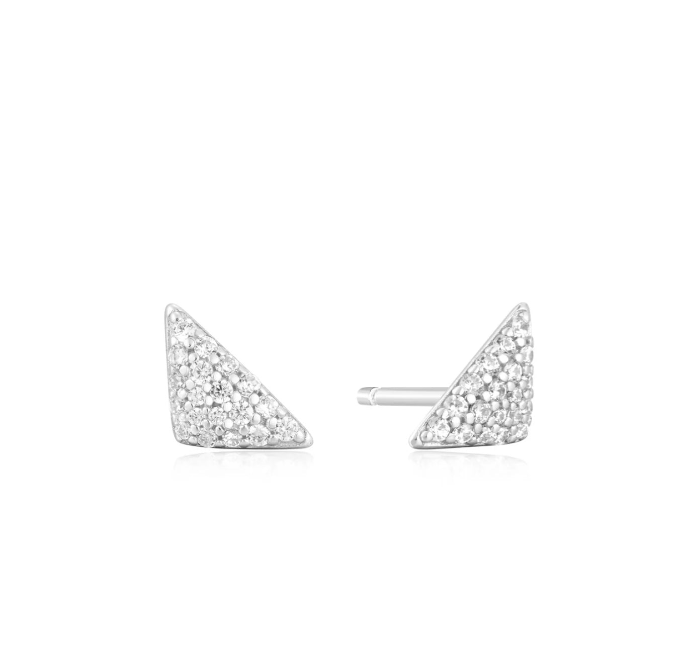 Silver Triangular Pavé Studs