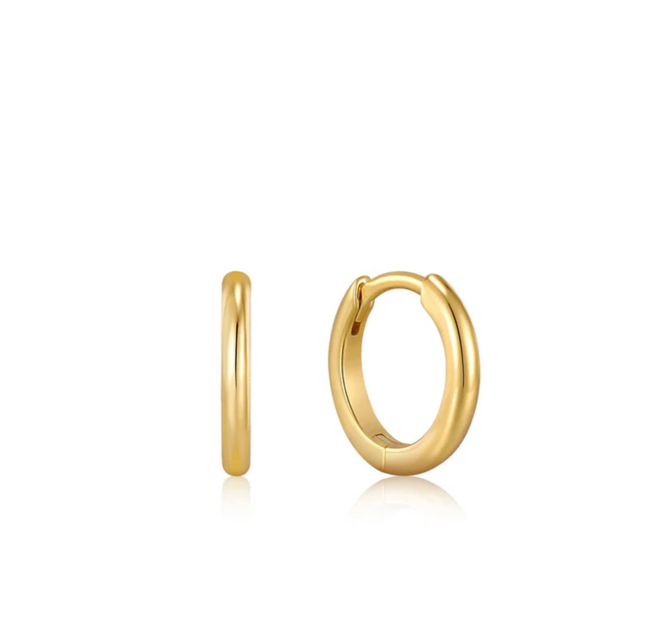 GOLD SMOOTH HUGGIE HOOP EARRINGS