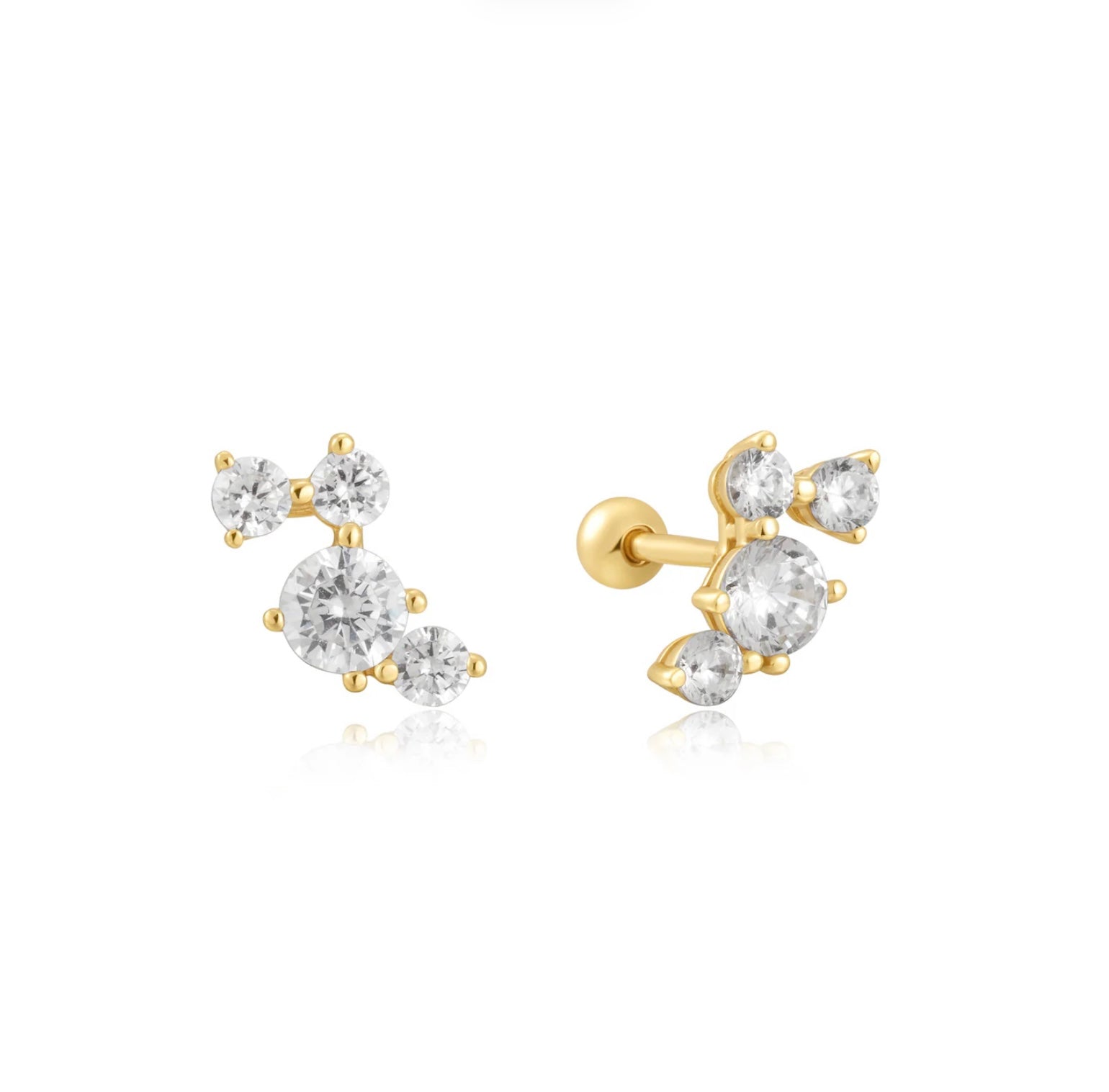 Gold Pavé Climber Barbell Earrings