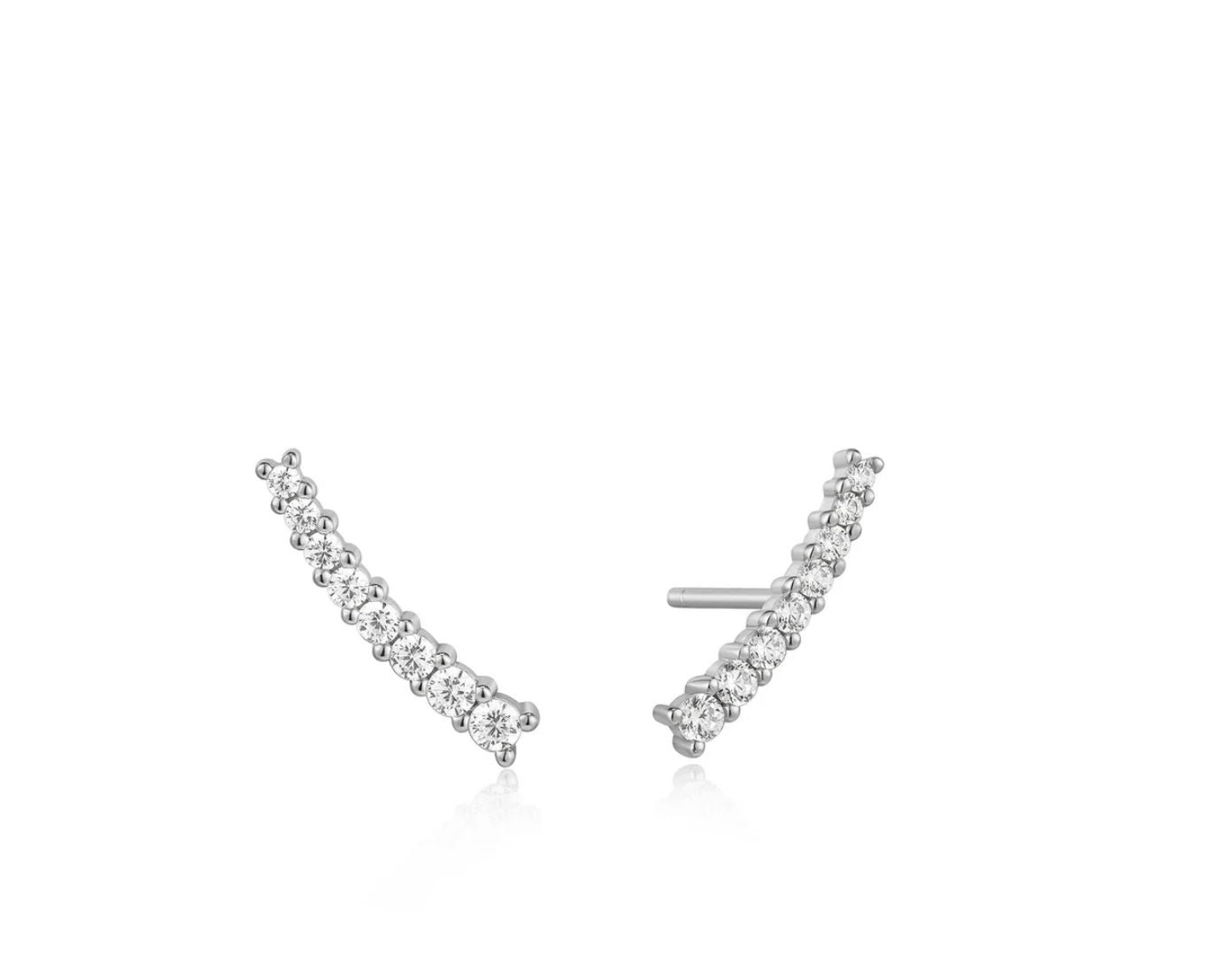 Silver Glam Crawler Stud Earrings