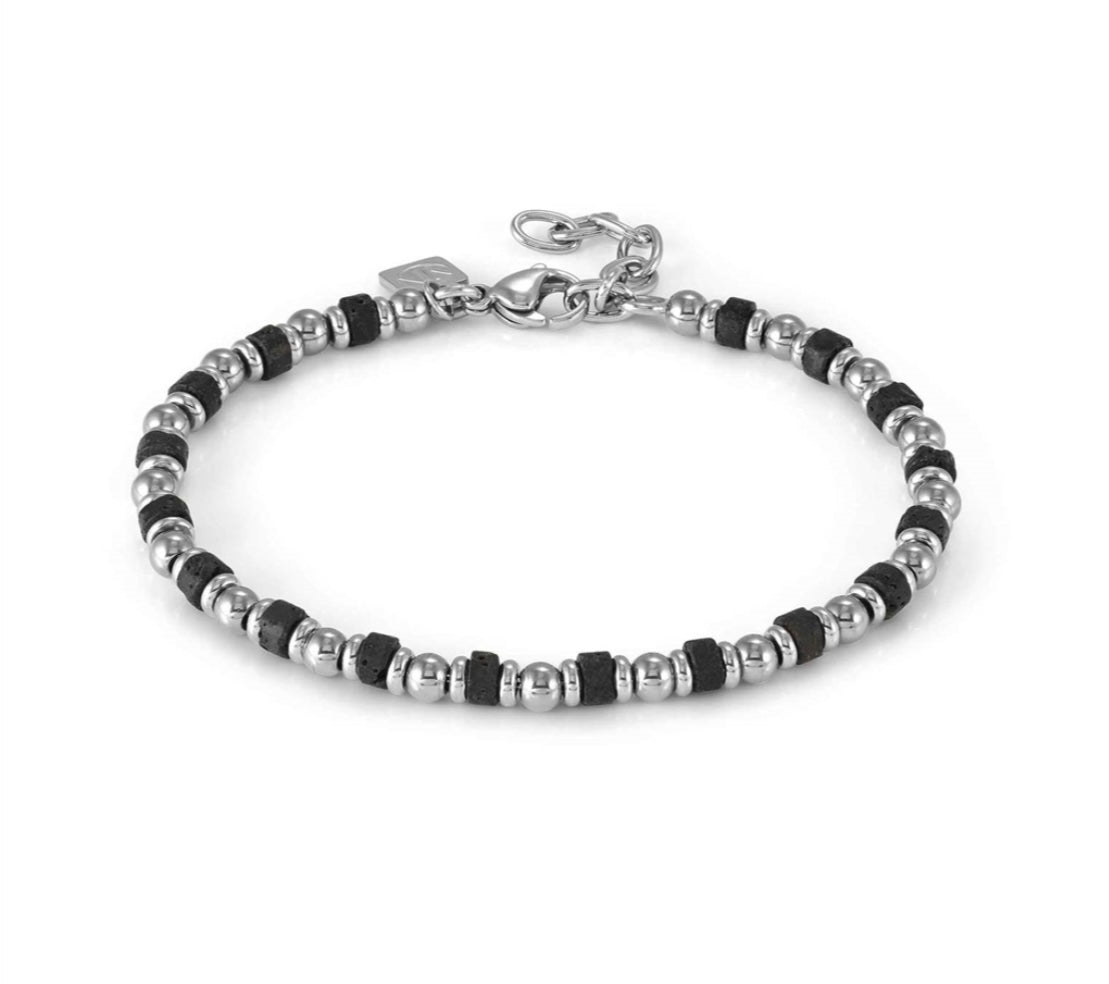 INSTINCTSTYLE Sea Edition bracelet in steel and natural stones Lava Stone
