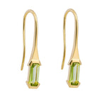 9ct Yellow Gold Elongated Green Peridot Hook Earrings