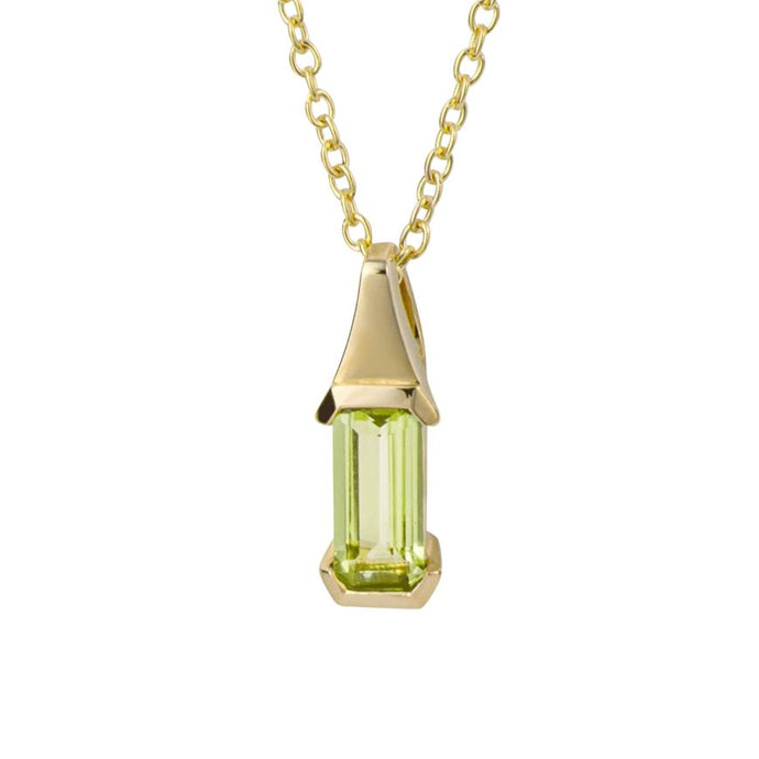 9ct Yellow Gold Elongated Green Peridot Pendant