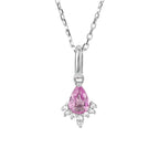 Pink Sapphire Teardrop Pendant with Diamond in 9ct White Gold