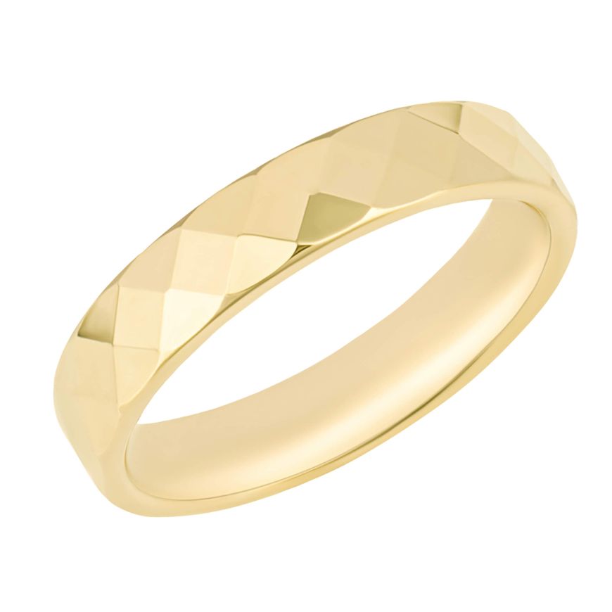 9ct Yellow Gold Hexagonal Textured Ring