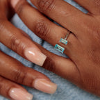 Hannah Martin Silver Aquamarine Open Cocktail Ring
