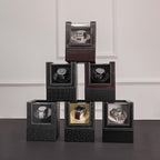 Luxury Black Leather Red Stitch Single Automatic Modern Wooden Watch Winder