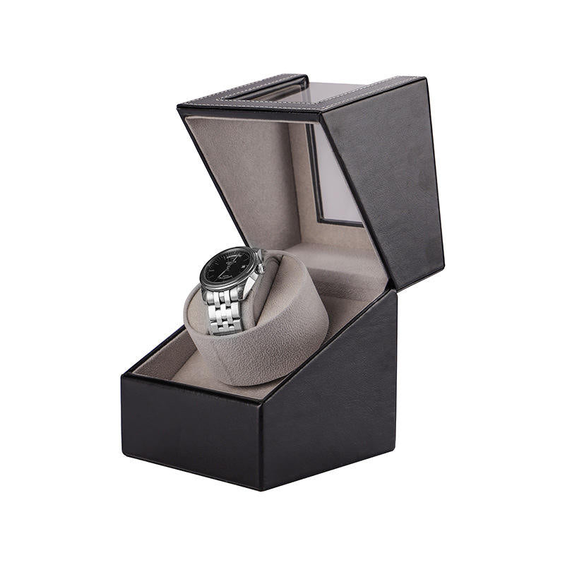 Luxury Black Leather Single Automatic Modern Wooden Watch Winder