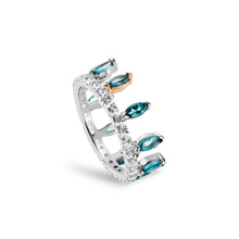 Load image into Gallery viewer, Clogau® Celebration Sterling Silver Crown Ring with London Blue &amp; White Topaz
