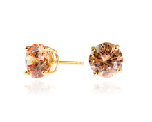 Load image into Gallery viewer, Lana with Champagne Coloured 8mm Swarovski Crystal Earrings
