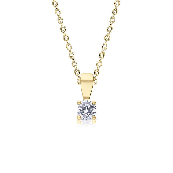 Diamonfire Gold Plated 4 Claw Set 0.25ct Zirconia Necklace