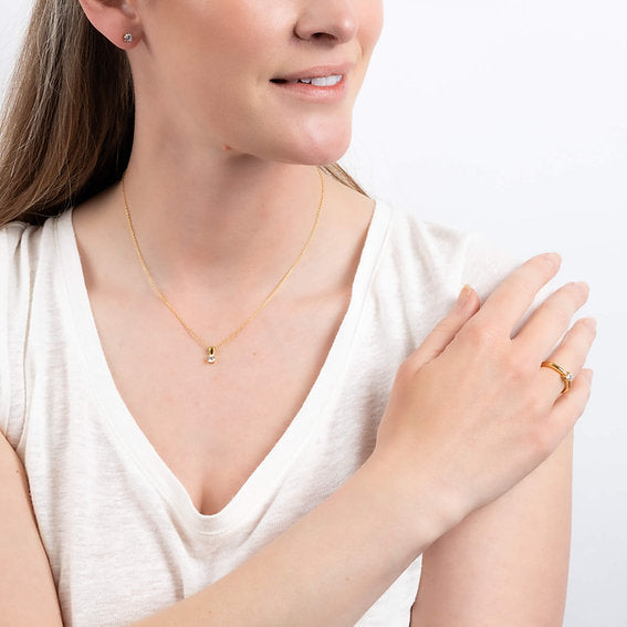 Diamonfire Gold Plated 4 Claw Set 0.25ct Zirconia Necklace